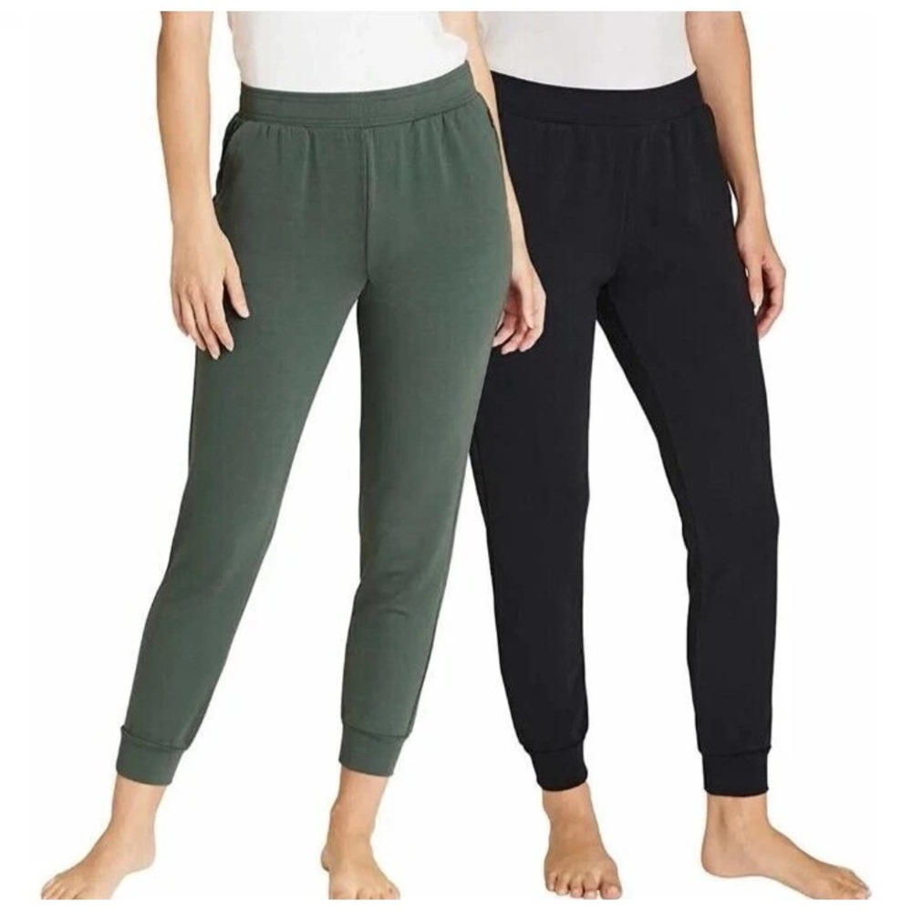 EDDIE BAUER Womens 2 Pack Lounge Fleece Joggers Green Black - Size X-Small NEW